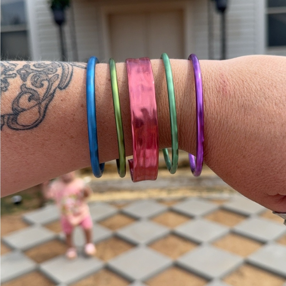 Vintage Knitting Needle Bracelet Set - Blue, Green, Pink, Purple